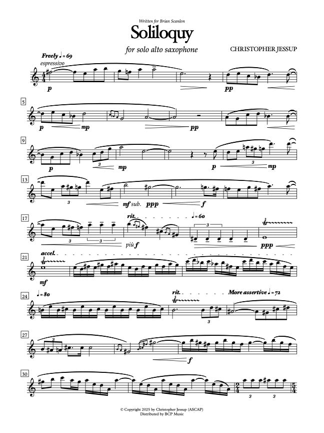 Christopher Jessup - Soliloquy for Solo Alto Saxophone