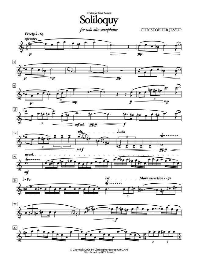 Christopher Jessup - Soliloquy for Solo Alto Saxophone