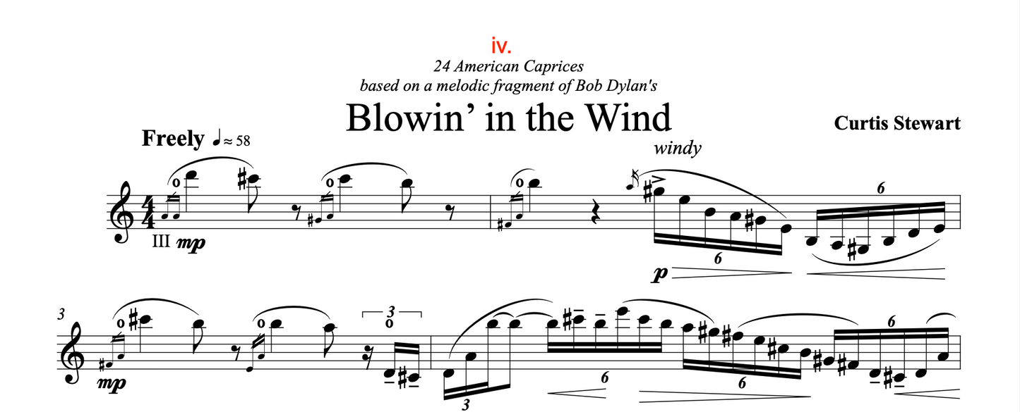 Curtis Stewart - 24 American Caprices no. 4 "Blowin' in the Wind"